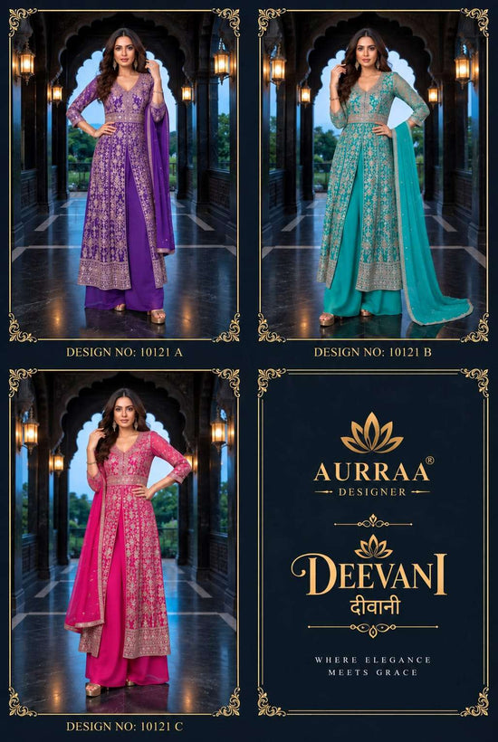 Aurraa Deevani Chinon Embroidered Palazzo Salwar Suit
