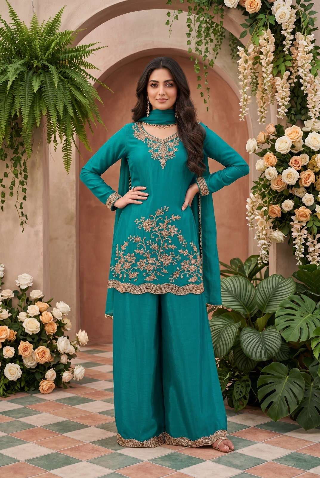 AURRAA HOOR Chinon Heavy Embroidery Stitched Suit Set