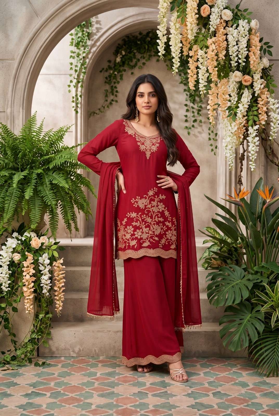 AURRAA HOOR Chinon Heavy Embroidery Stitched Suit Set