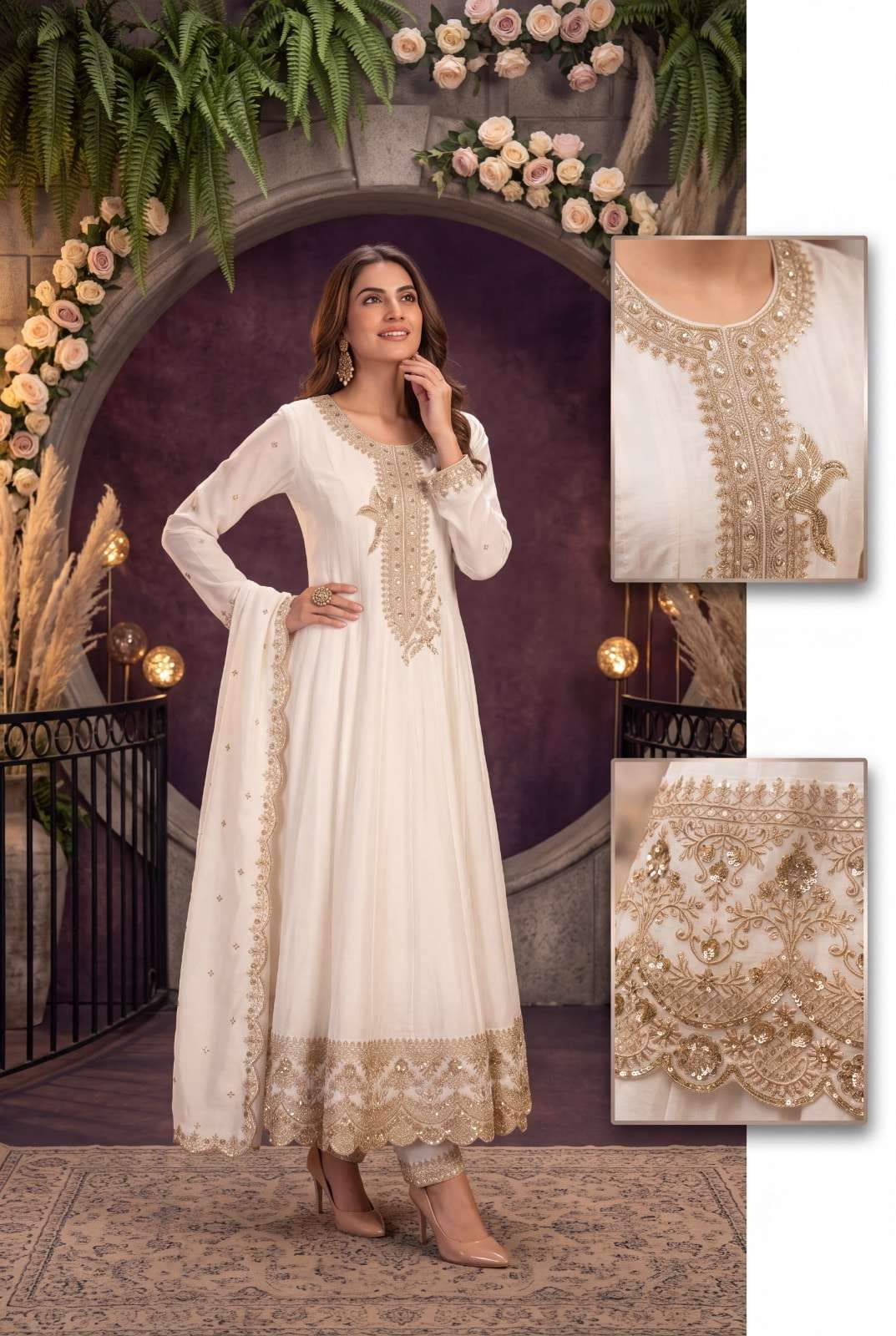 Aurraa Kaamini 001 To 004 Series Silk Embroidery Stitched Salwar Suit Set