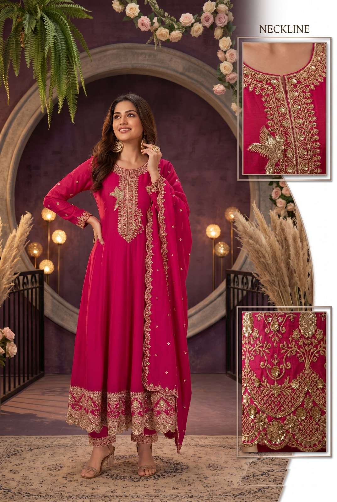 Aurraa Kaamini 001 To 004 Series Silk Embroidery Stitched Salwar Suit Set