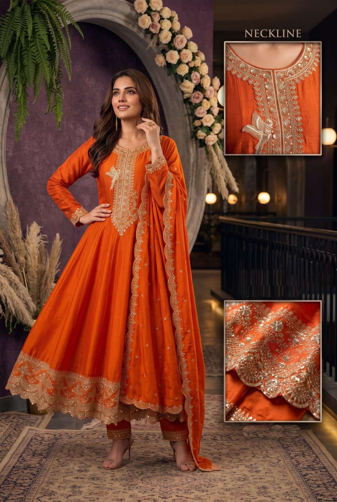 Aurraa Kaamini 001 To 004 Series Silk Embroidery Stitched Salwar Suit Set