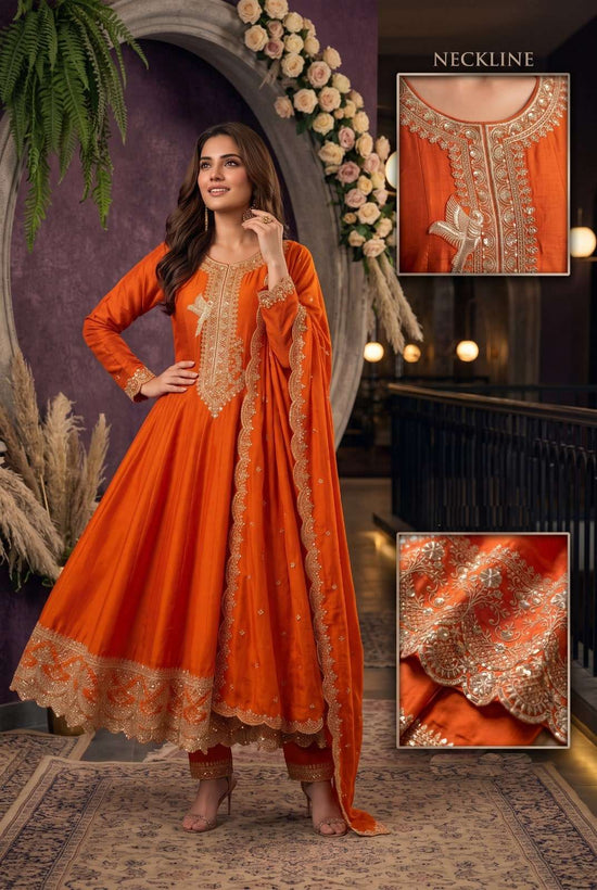 Aurraa Kaamini 001 To 004 Series Silk Embroidery Stitched Salwar Suit Set