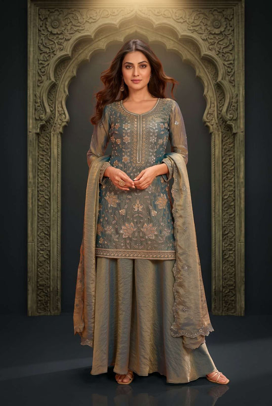 AURRAA KINJAL Moss Embroidered Pakistani Sharara Suit Set