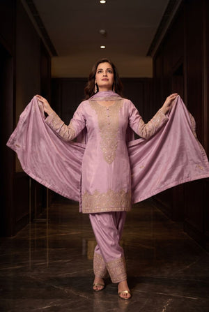 Aurraa Kiyaa Simar Silk Daman Work Farshi Salwar Kameez Set - Amrah Wholesale