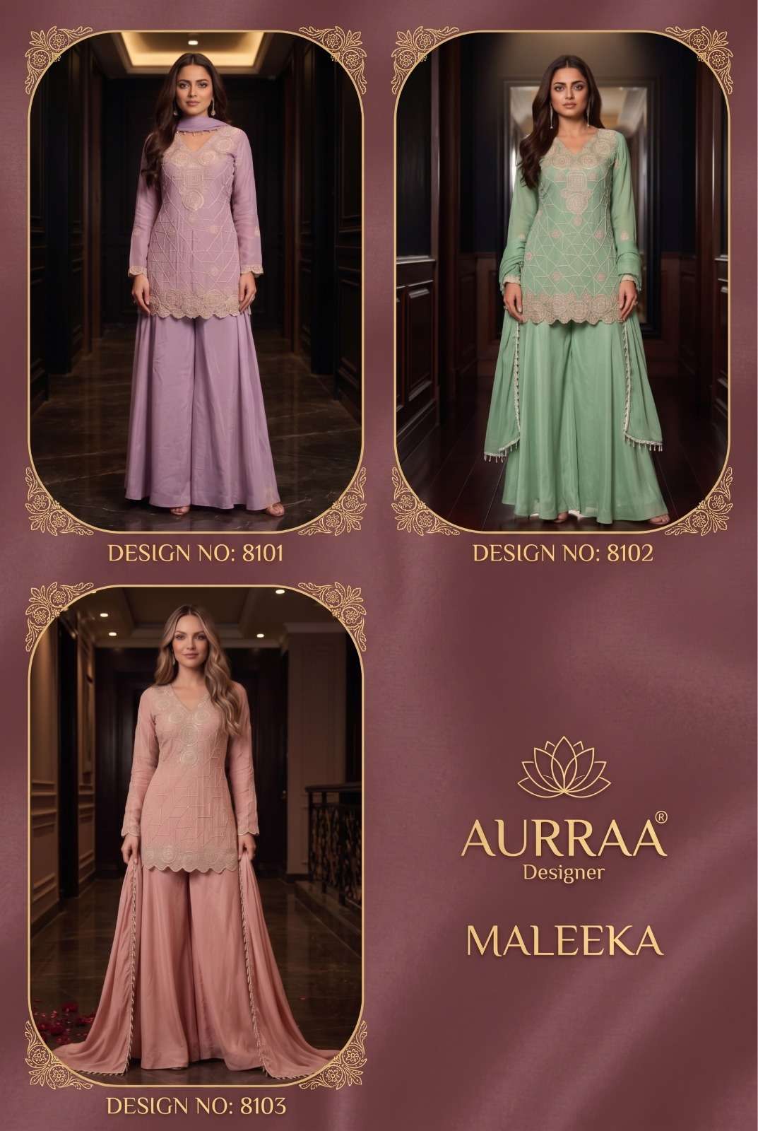 AURRAA MALEEKA Chinon Pakistani Suit Set - Amrah Wholesale