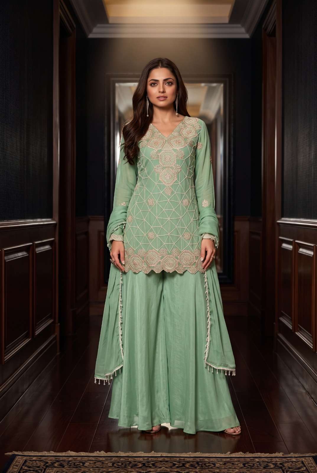 AURRAA MALEEKA Chinon Pakistani Suit Set - Amrah Wholesale