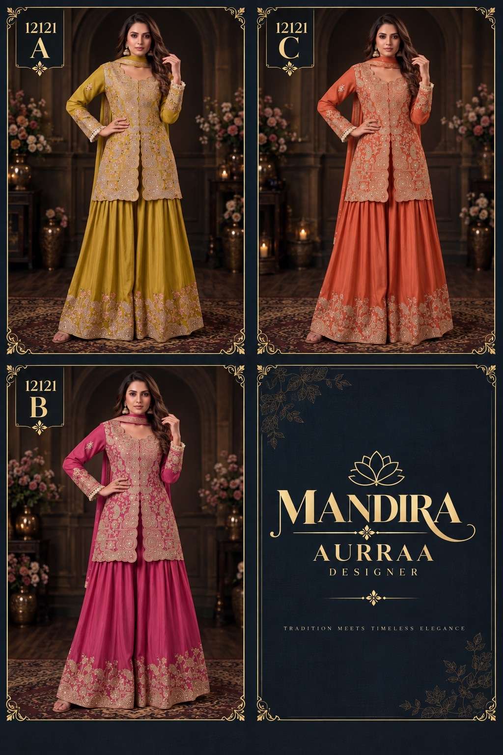 AURRAA MANDIRA Chinon Stitched Salwar Suit Set - Amrah Wholesale
