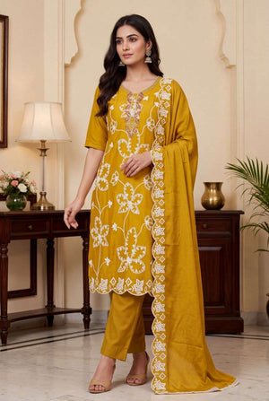 Aurraa Pratima Cotton Embroidered Ready To Wear Salwar Suits