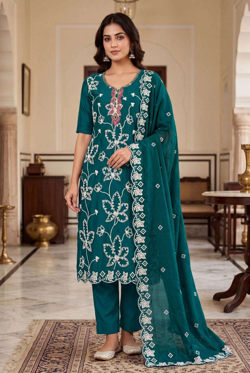 Aurraa Pratima Cotton Embroidered Ready To Wear Salwar Suits