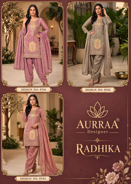 AURRAA RADHIKA 01 TO 03 Series Salsa Silk Embroidered Dresses