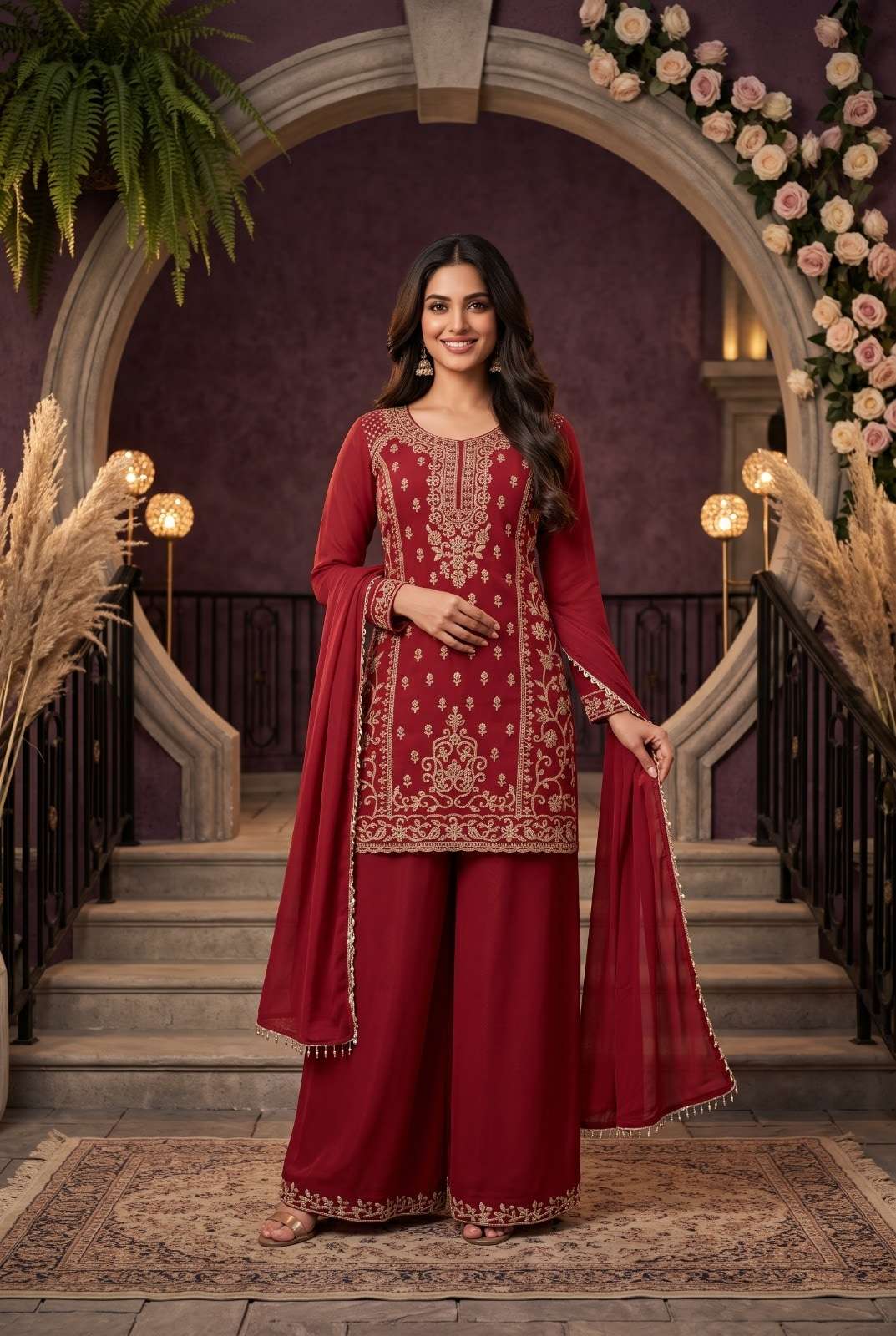 AURRAA REEMA Chinon Stitched Embroidered Dresses