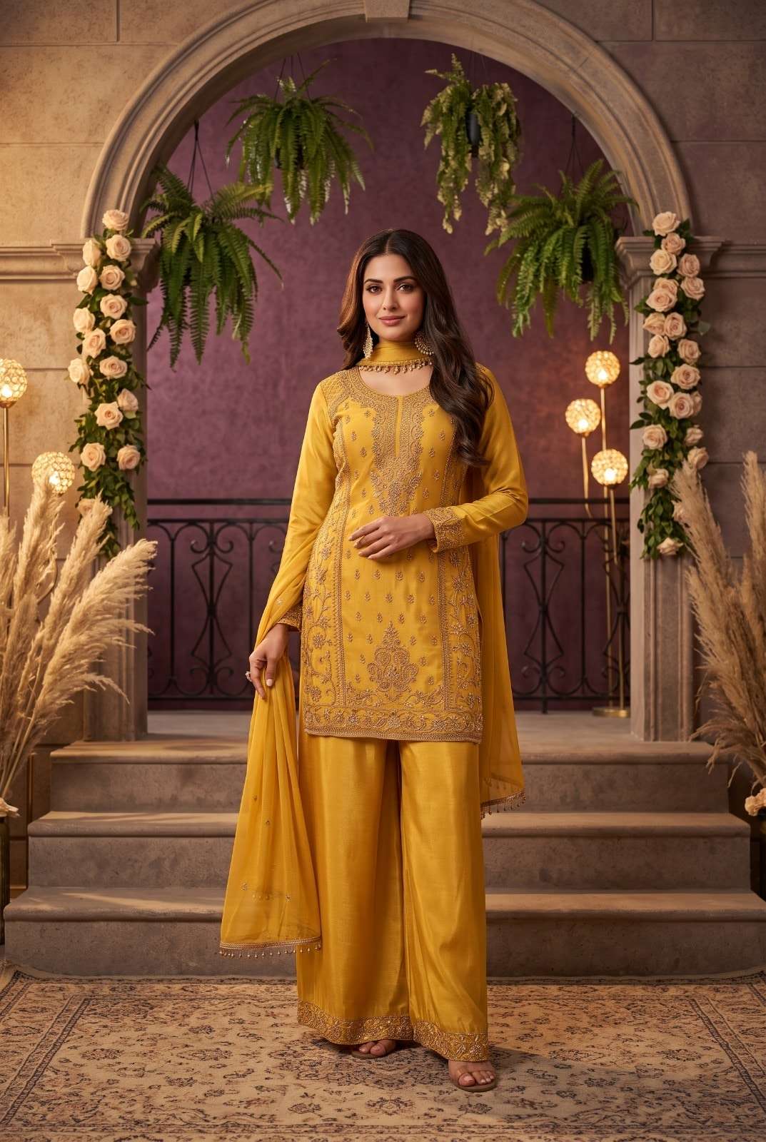 AURRAA REEMA Chinon Stitched Embroidered Dresses