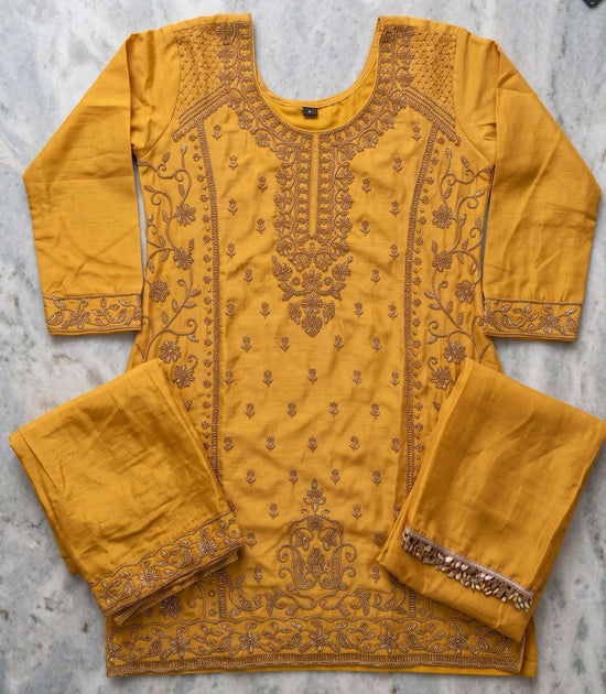 AURRAA REEMA Chinon Stitched Embroidered Dresses