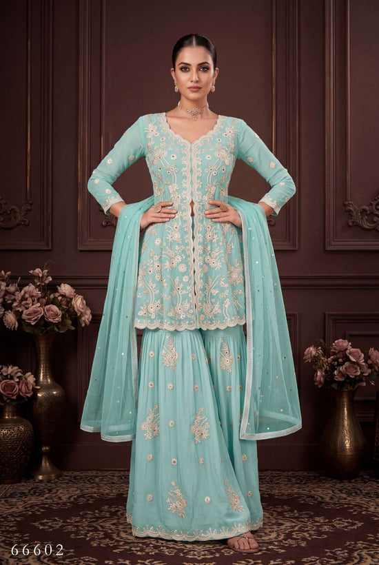 Aurraa Roshni-150 Georgette Embroidered Sharara Suit Set