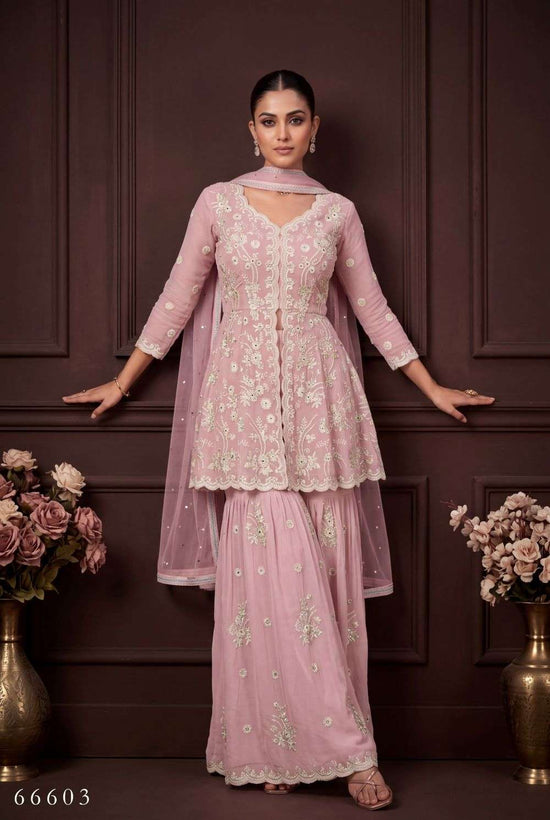 Aurraa Roshni-150 Georgette Embroidered Sharara Suit Set