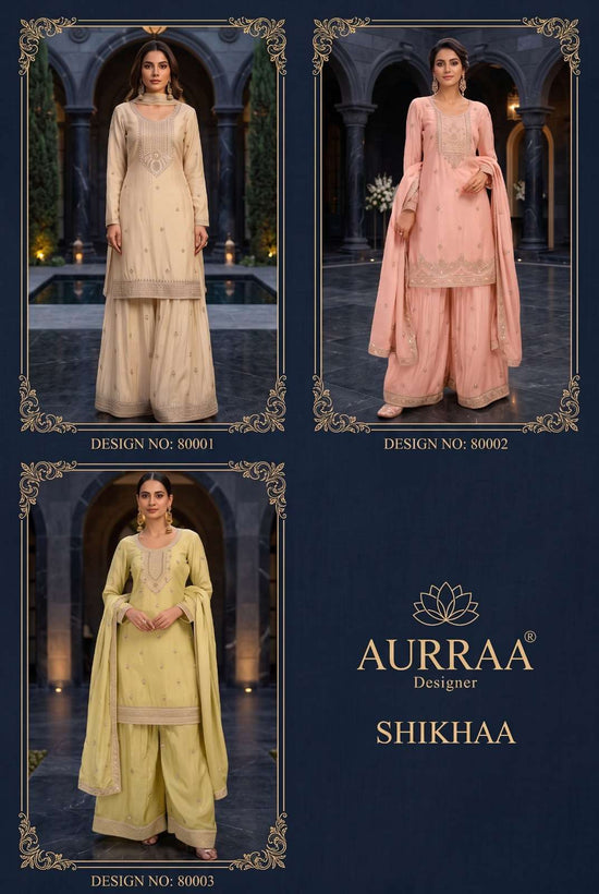 Aurraa Shikhaa Chinon Stitched Sharara Dresses Set - Amrah Wholesale