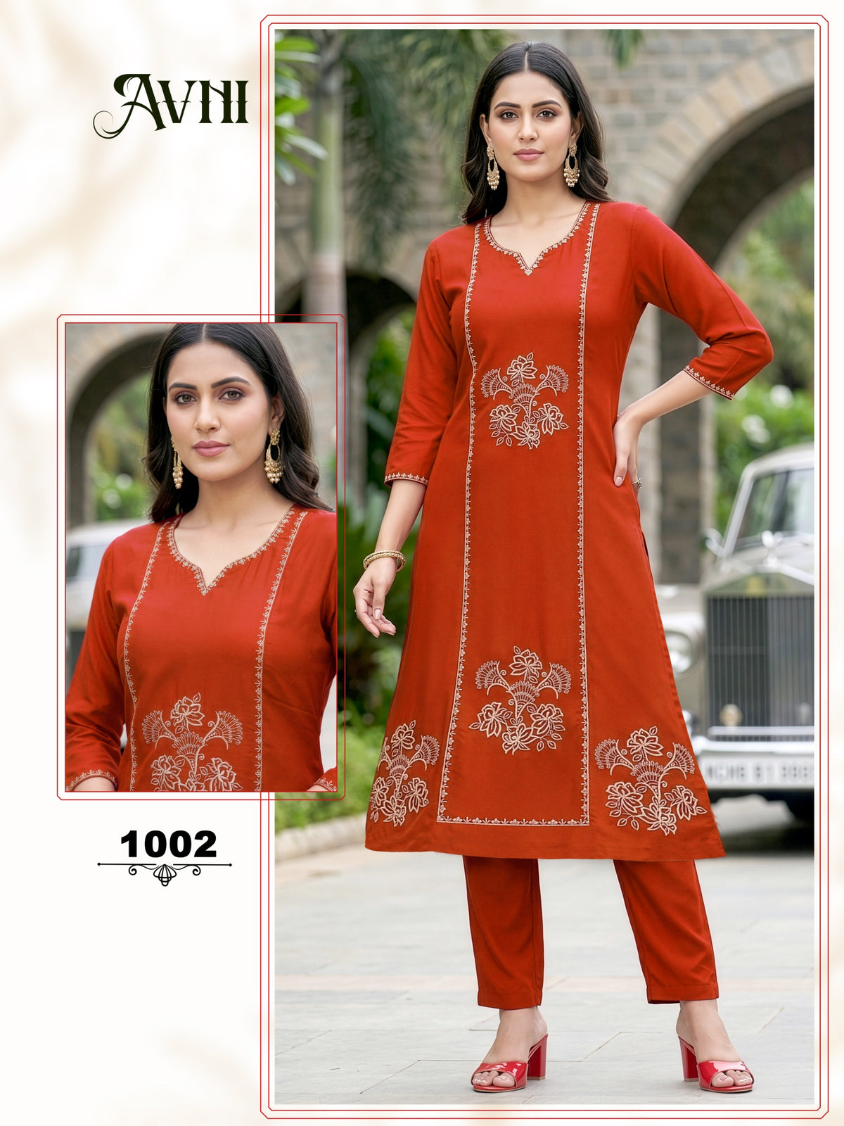 Amrah Wholesale Avni 1001 To 08 Vatican Embroidery Kurti Pant Set