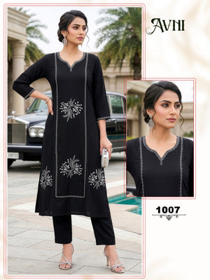 Amrah Wholesale Avni 1001 To 08 Vatican Embroidery Kurti Pant Set