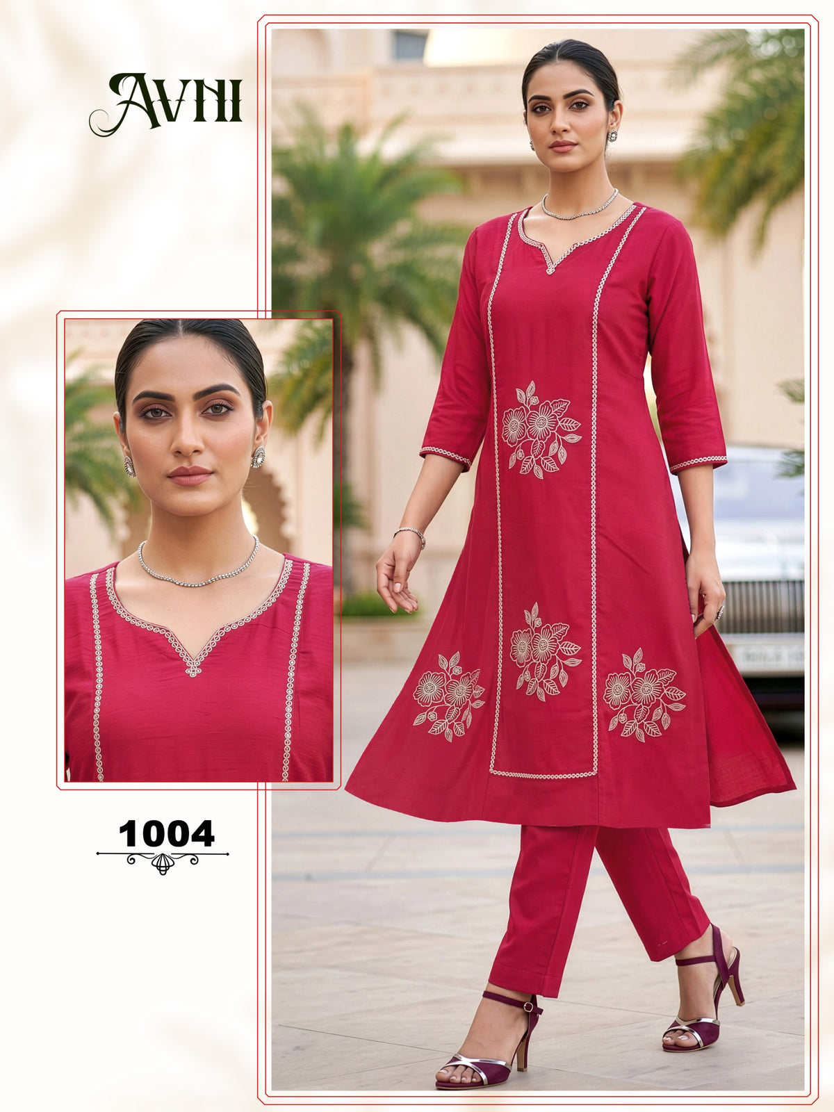 Amrah Wholesale Avni 1001 To 08 Vatican Embroidery Kurti Pant Set