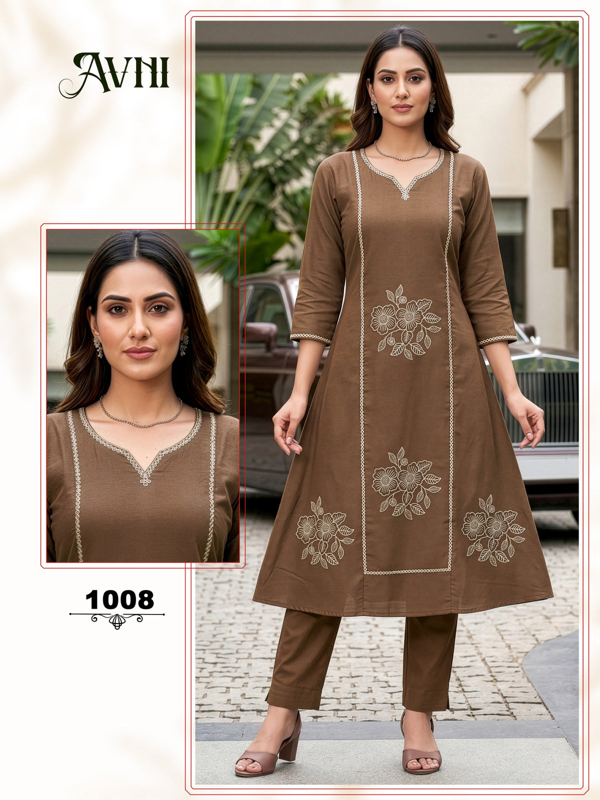 Amrah Wholesale Avni 1001 To 08 Vatican Embroidery Kurti Pant Set