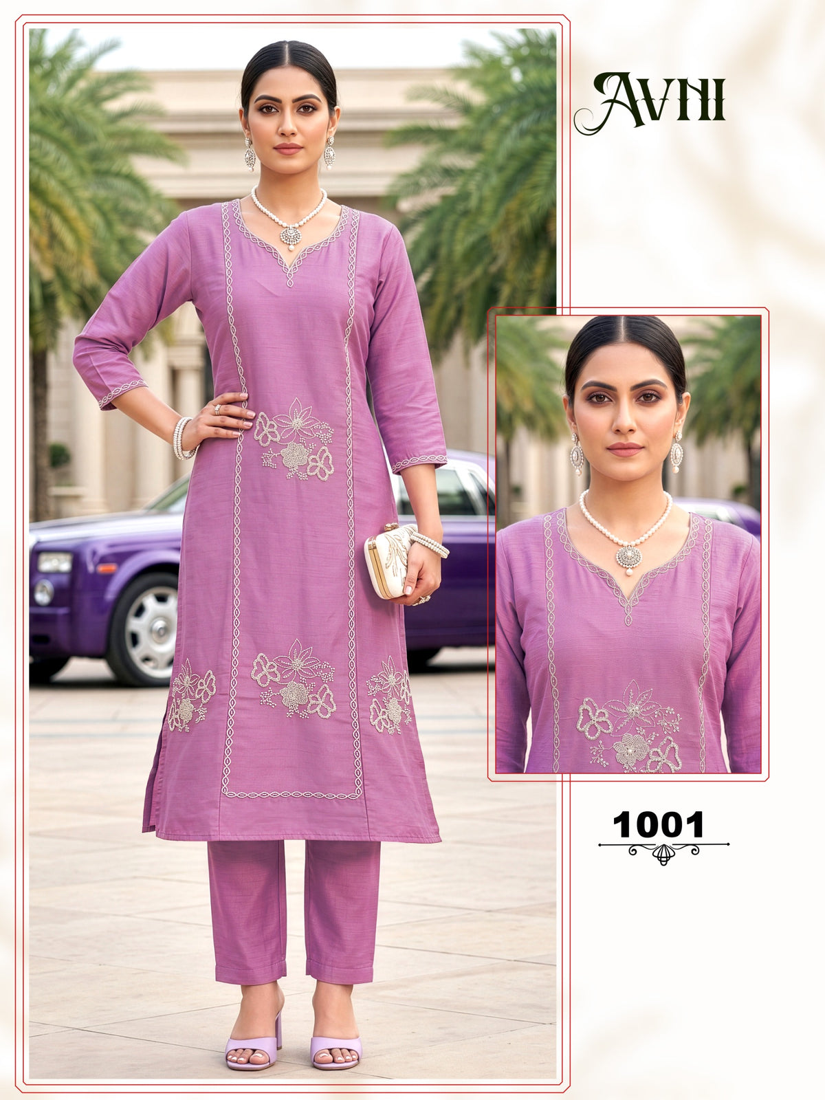 Amrah Wholesale Avni 1001 To 08 Vatican Embroidery Kurti Pant Set