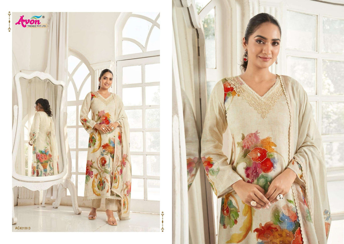 Avon Trendz Art And Craft Cotton Linen Dress Material - Amrah Wholesale