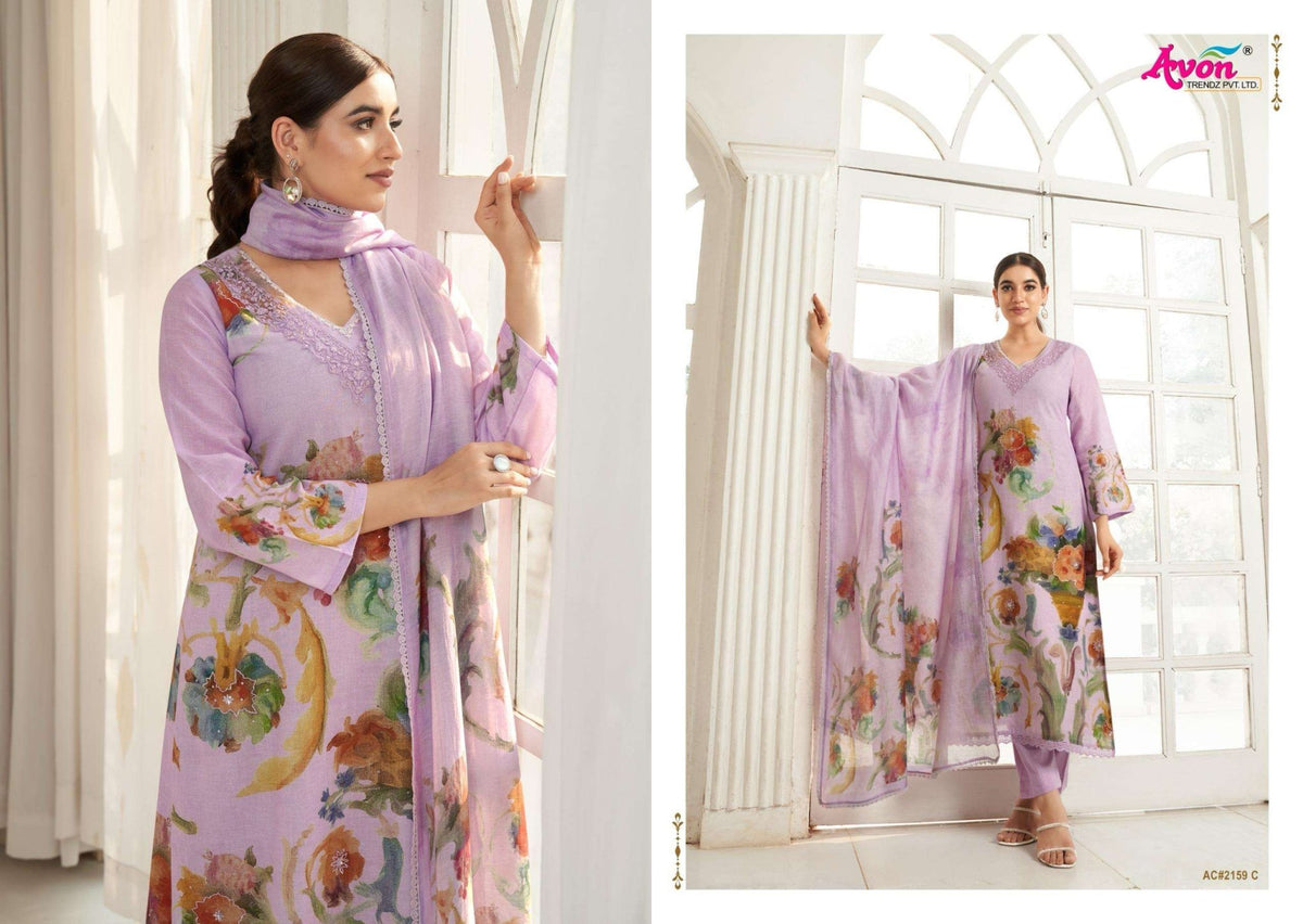 Avon Trendz Art And Craft Cotton Linen Dress Material - Amrah Wholesale