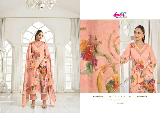 Avon Trendz Art And Craft Cotton Linen Dress Material - Amrah Wholesale