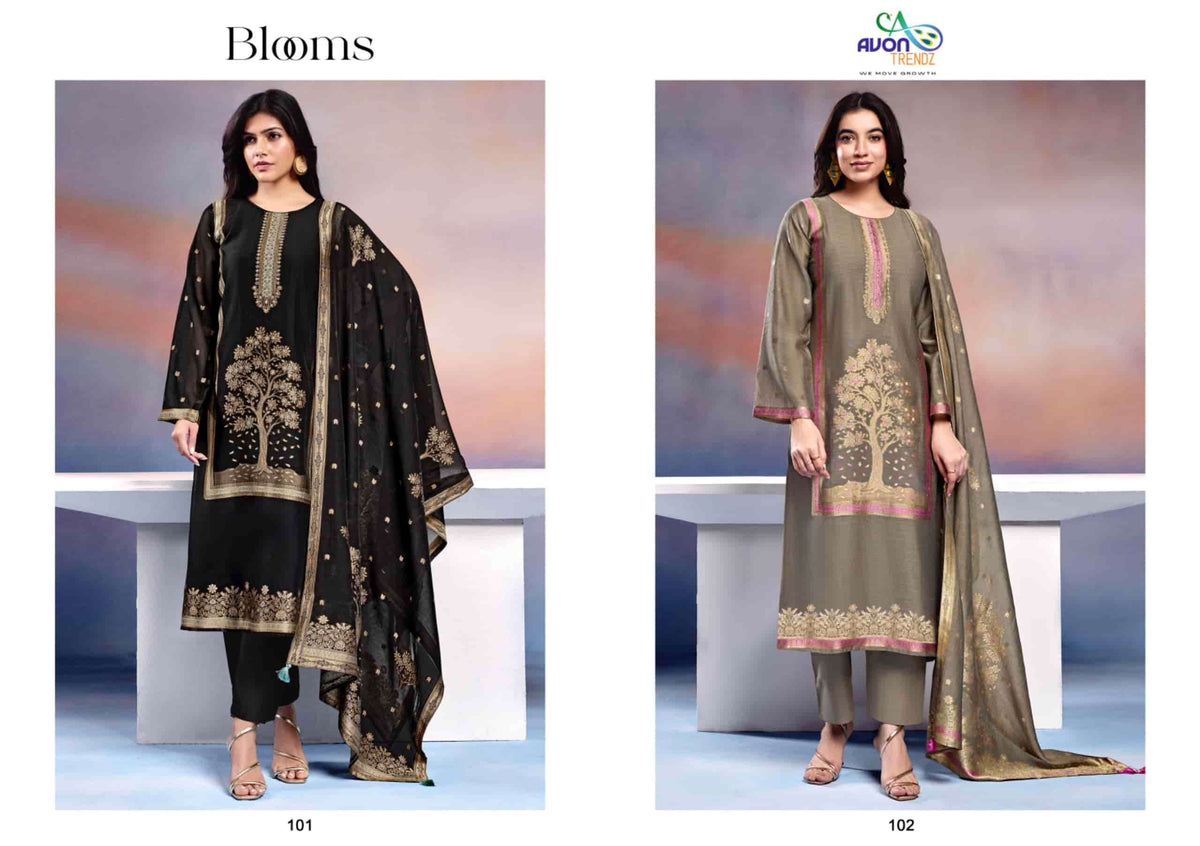 Avon Trendz Blooms Mul Mul Woven Dress Material