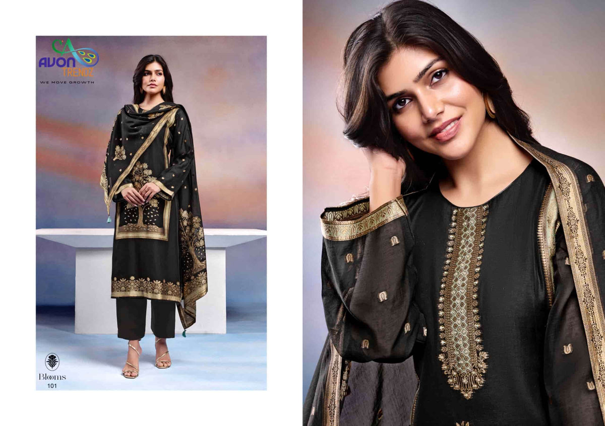 Avon Trendz Blooms Mul Mul Woven Dress Material