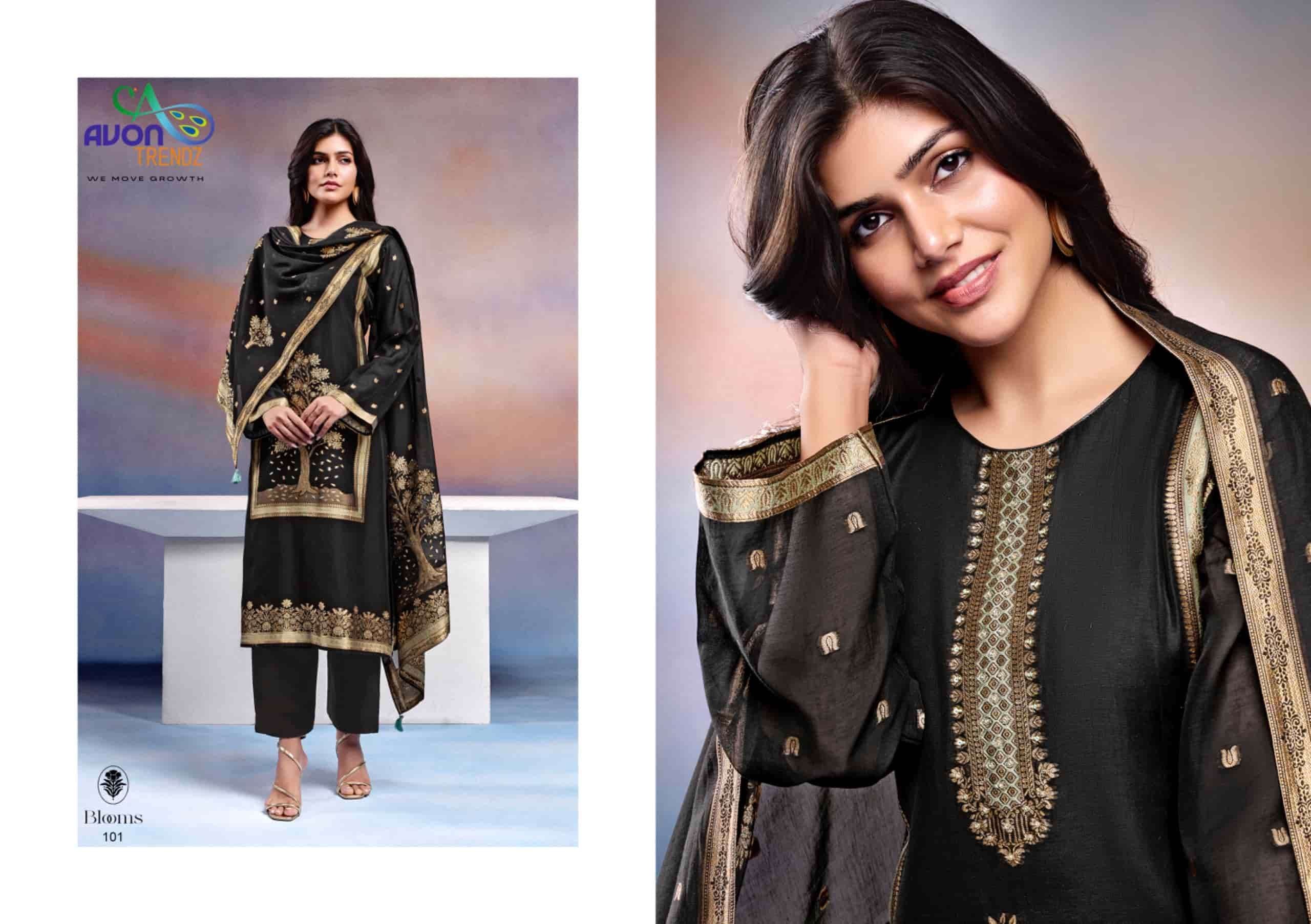 Avon Trendz Blooms Mul Mul Woven Dress Material