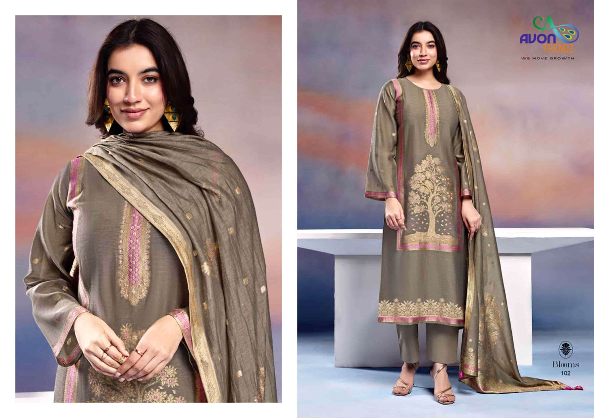 Avon Trendz Blooms Mul Mul Woven Dress Material