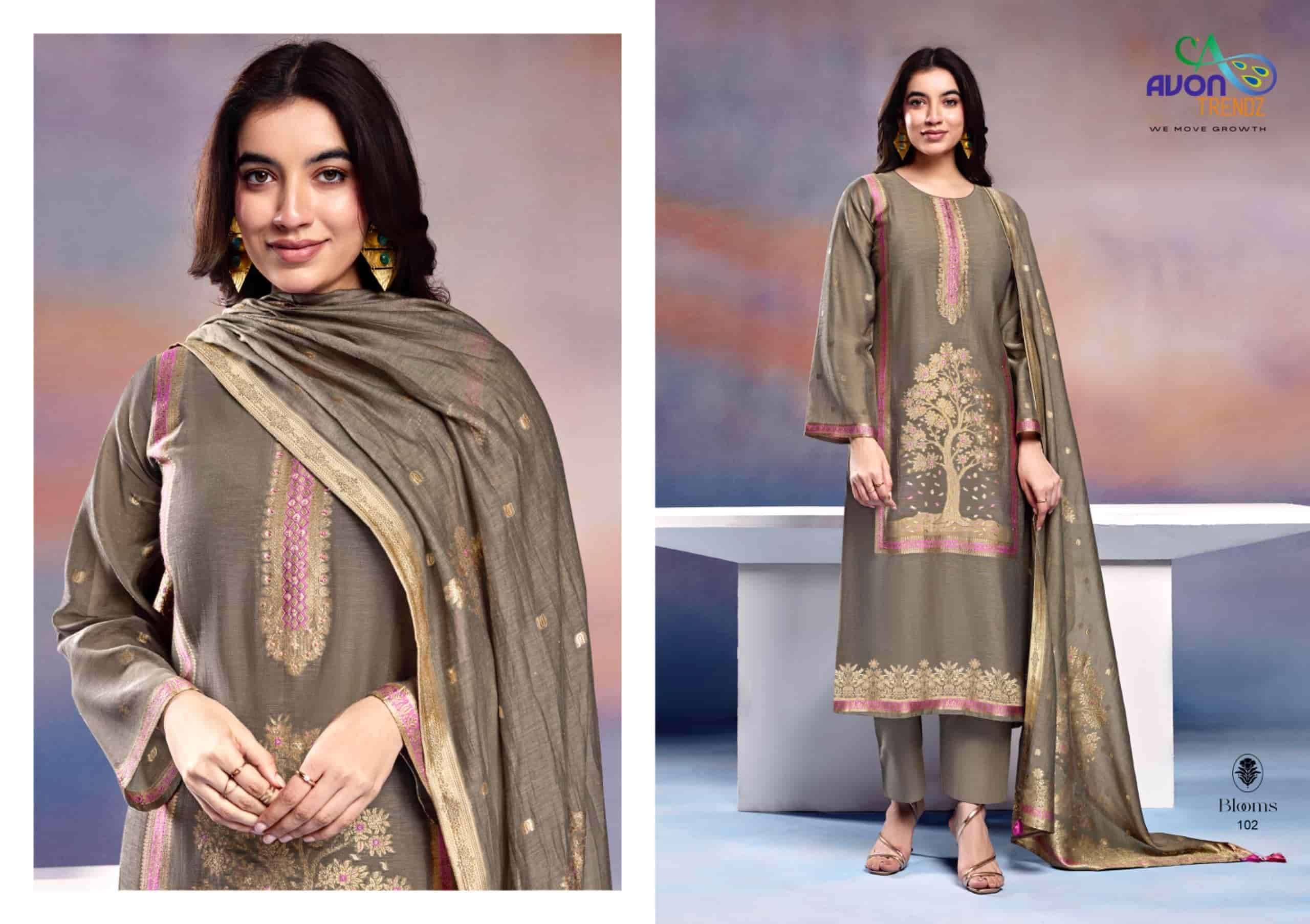 Avon Trendz Blooms Mul Mul Woven Dress Material