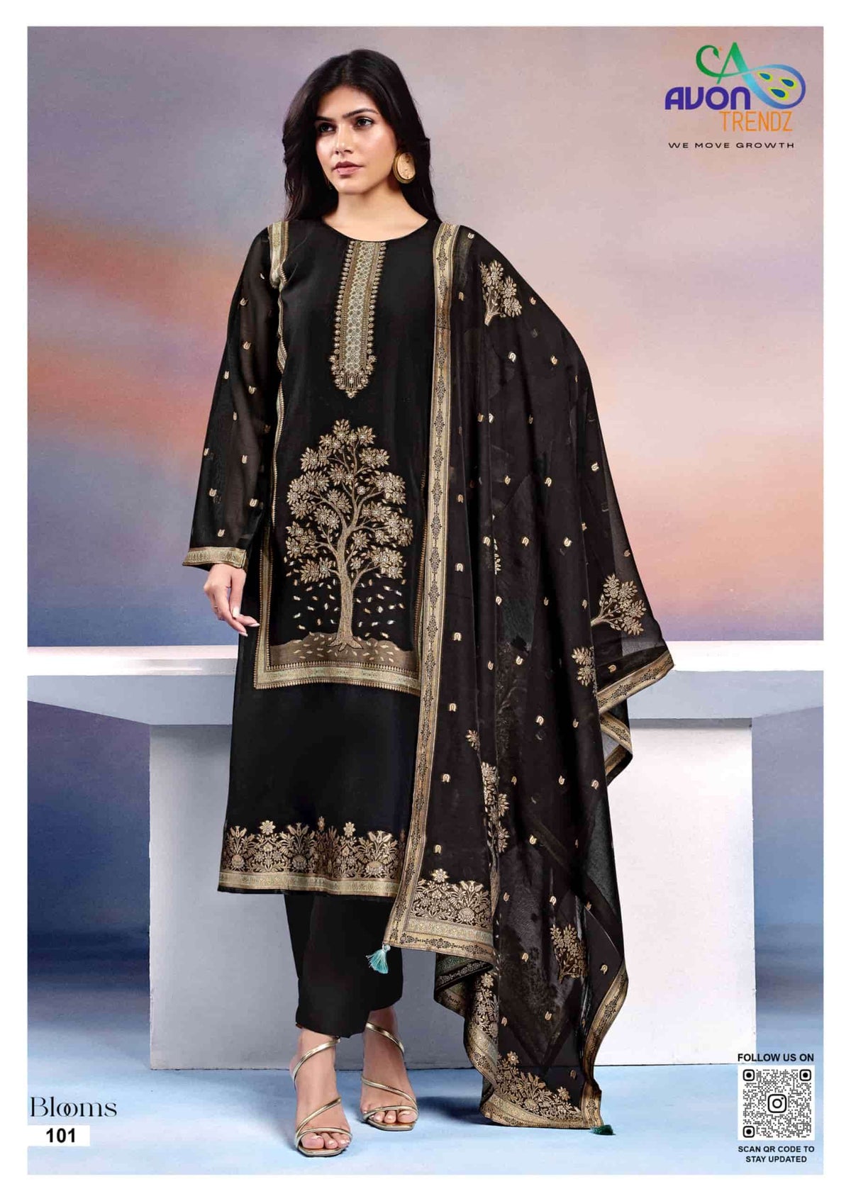 Avon Trendz Blooms Mul Mul Woven Dress Material