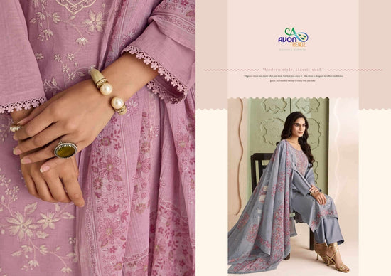 Avon Trendz Blossom Linen Embroidered Dress Material Wholesale - Amrah Wholesale