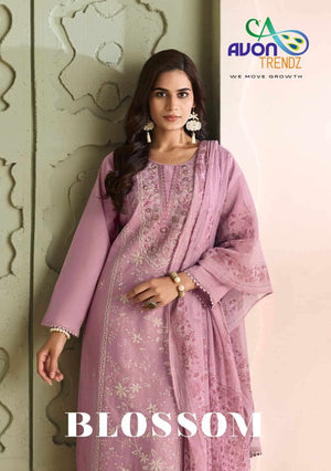 Avon Trendz Blossom Linen Embroidered Dress Material Wholesale - Amrah Wholesale