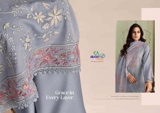 Avon Trendz Blossom Linen Embroidered Dress Material Wholesale - Amrah Wholesale