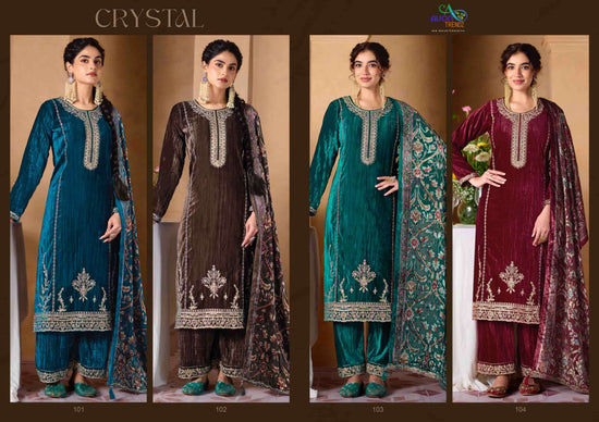 Avon Trendz Crystal Exclusive Designs Velvet Dress Material