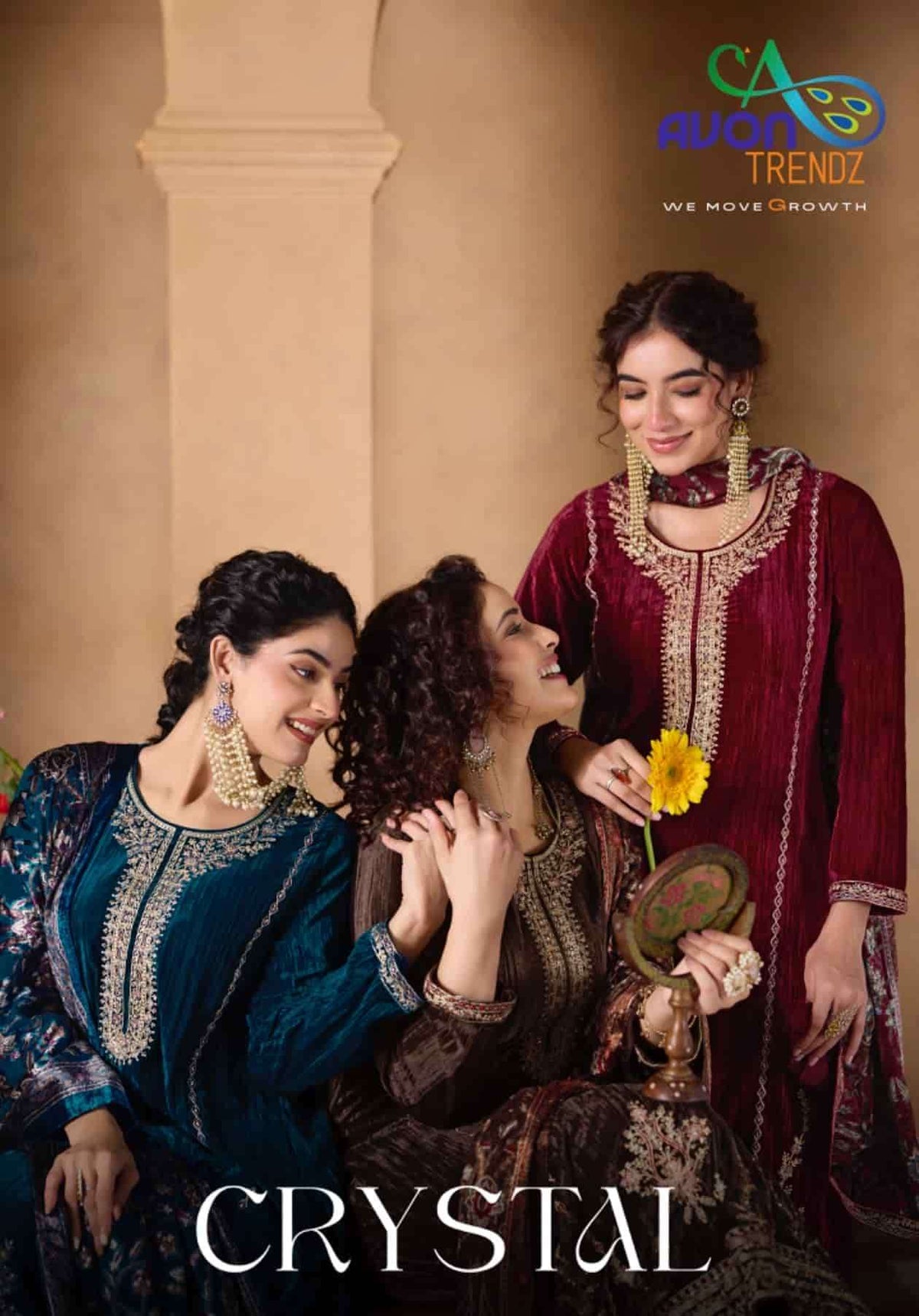 Avon Trendz Crystal Exclusive Designs Velvet Dress Material