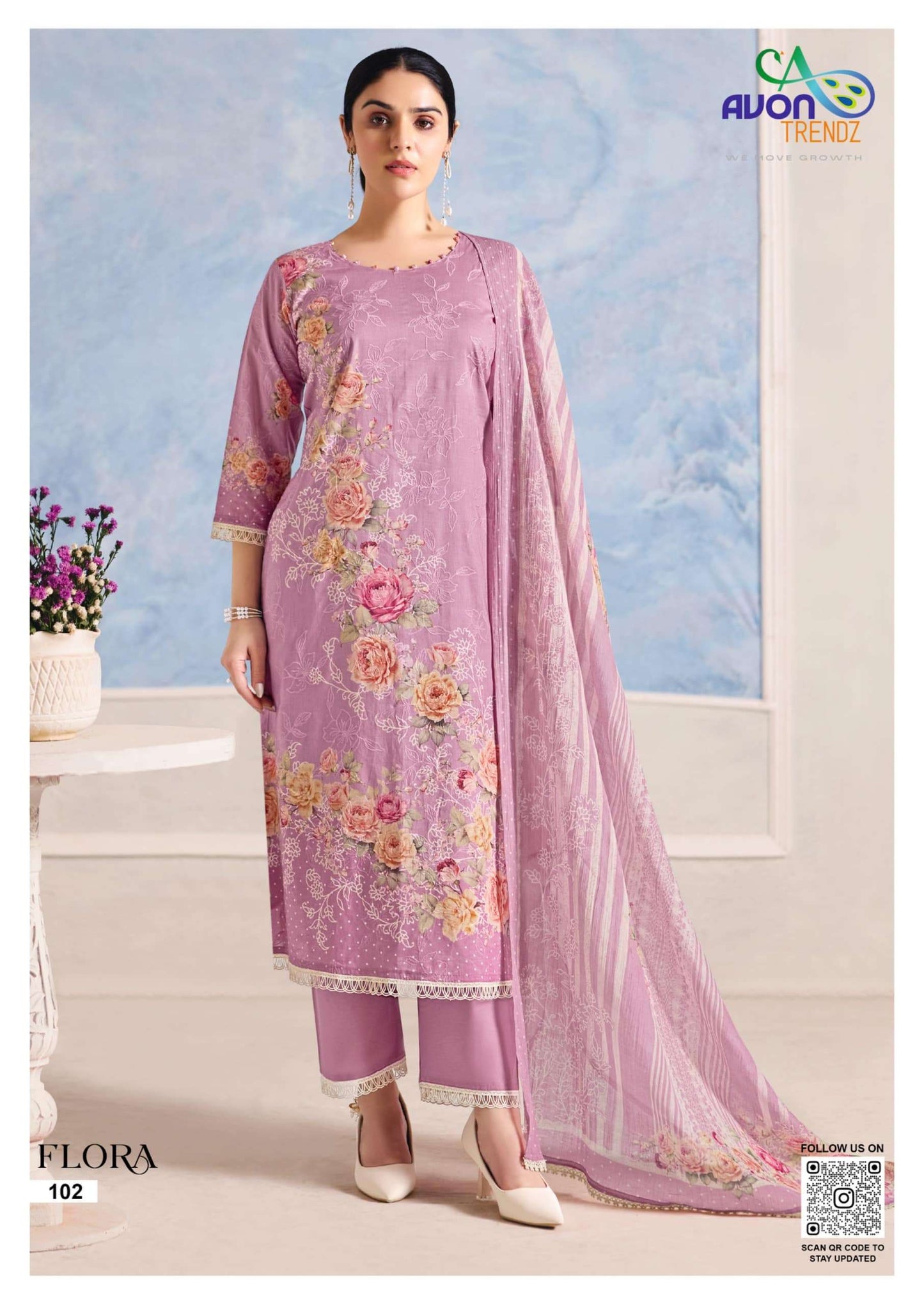 Avon Trendz Flora Premium Cotton Dress Material