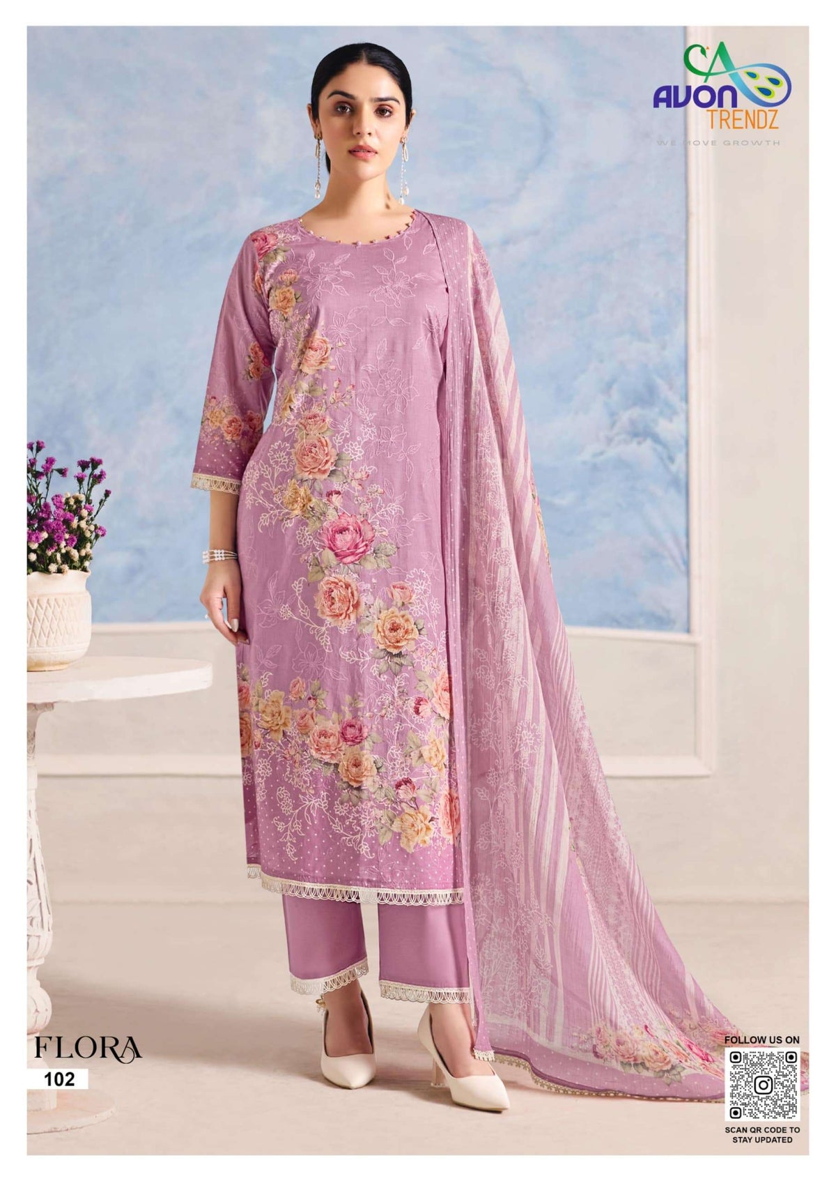 Avon Trendz Flora Premium Cotton Dress Material