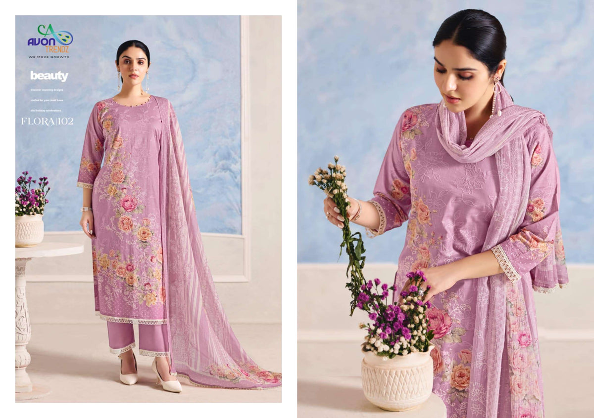 Avon Trendz Flora Premium Cotton Dress Material