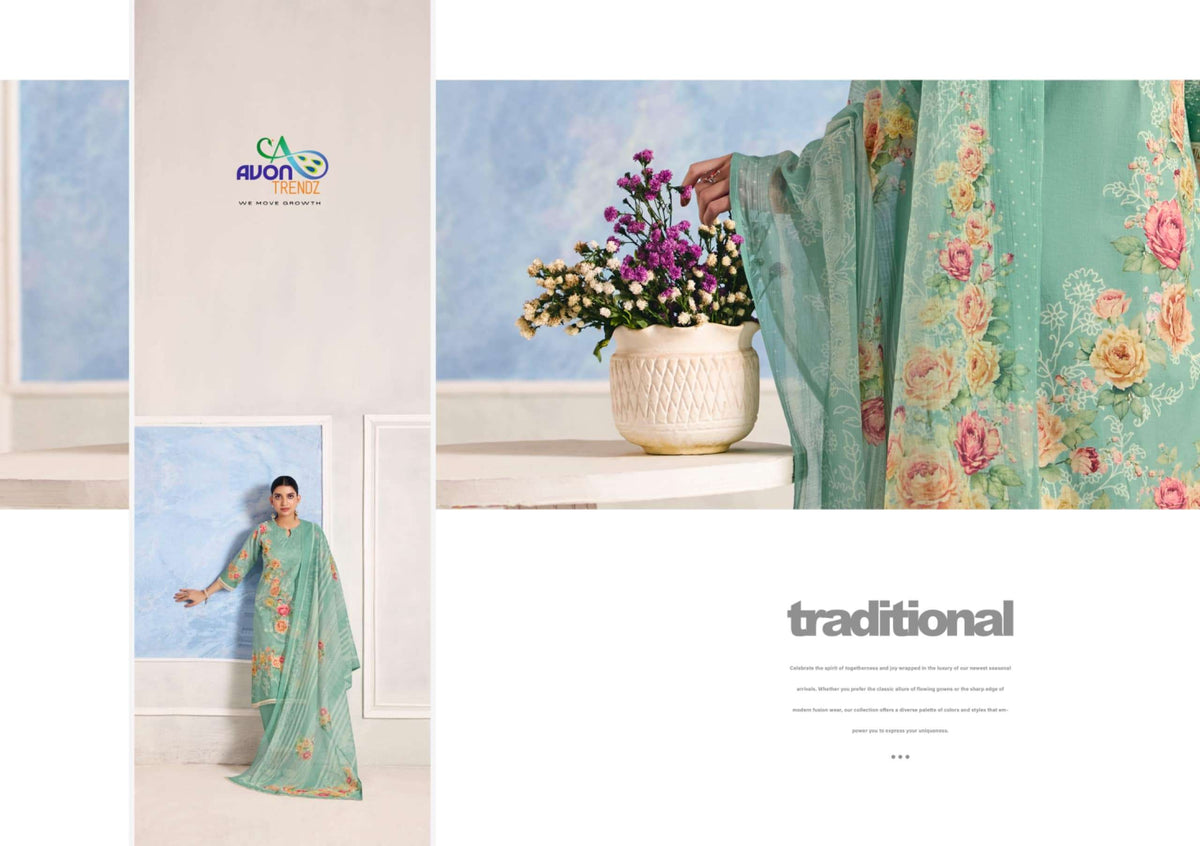 Avon Trendz Flora Premium Cotton Dress Material