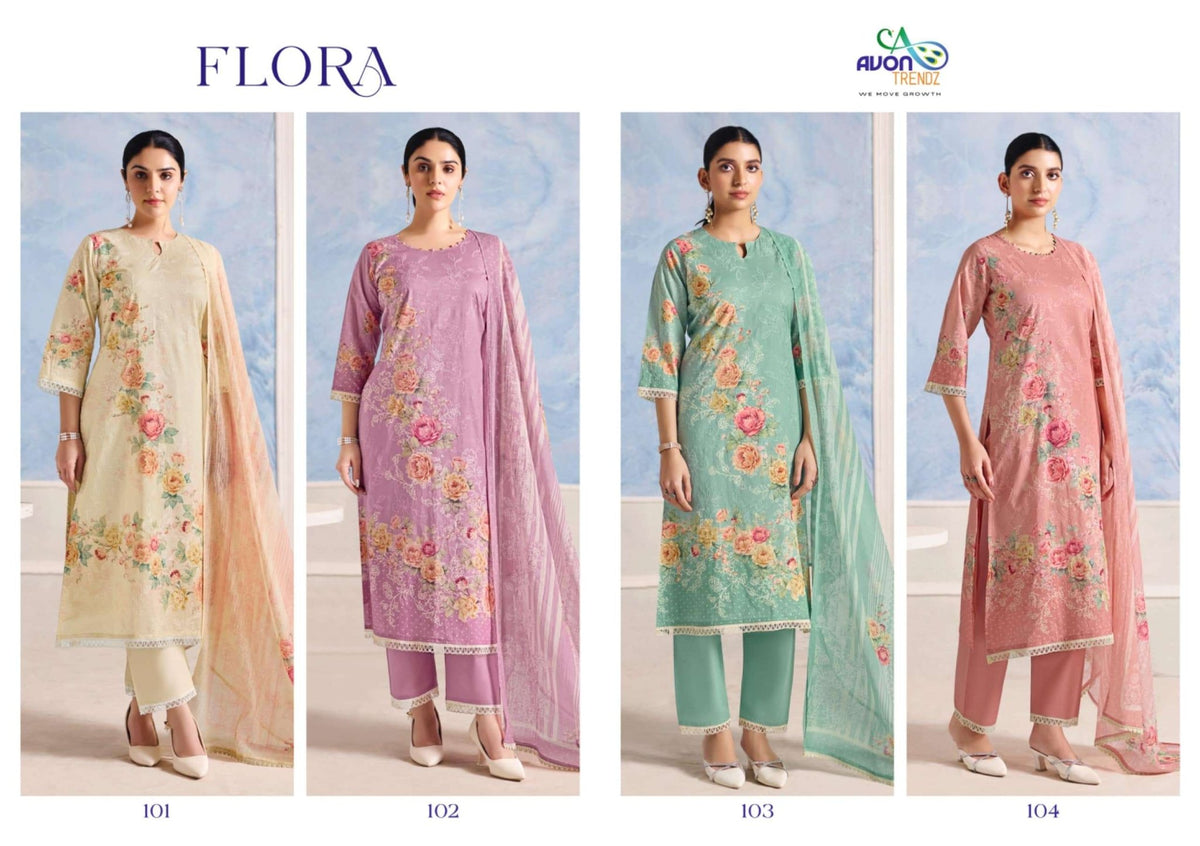 Avon Trendz Flora Premium Cotton Dress Material - Amrah Wholesale