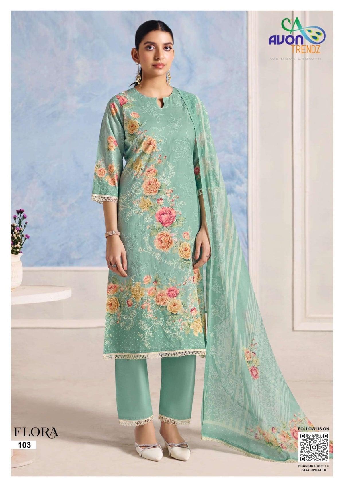 Avon Trendz Flora Premium Cotton Dress Material - Amrah Wholesale