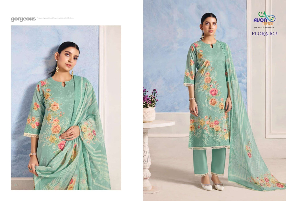 Avon Trendz Flora Premium Cotton Dress Material - Amrah Wholesale