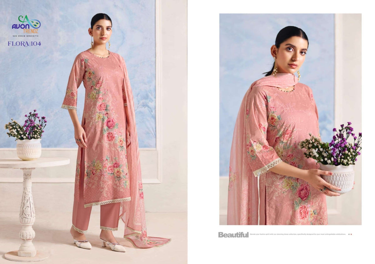 Avon Trendz Flora Premium Cotton Dress Material - Amrah Wholesale