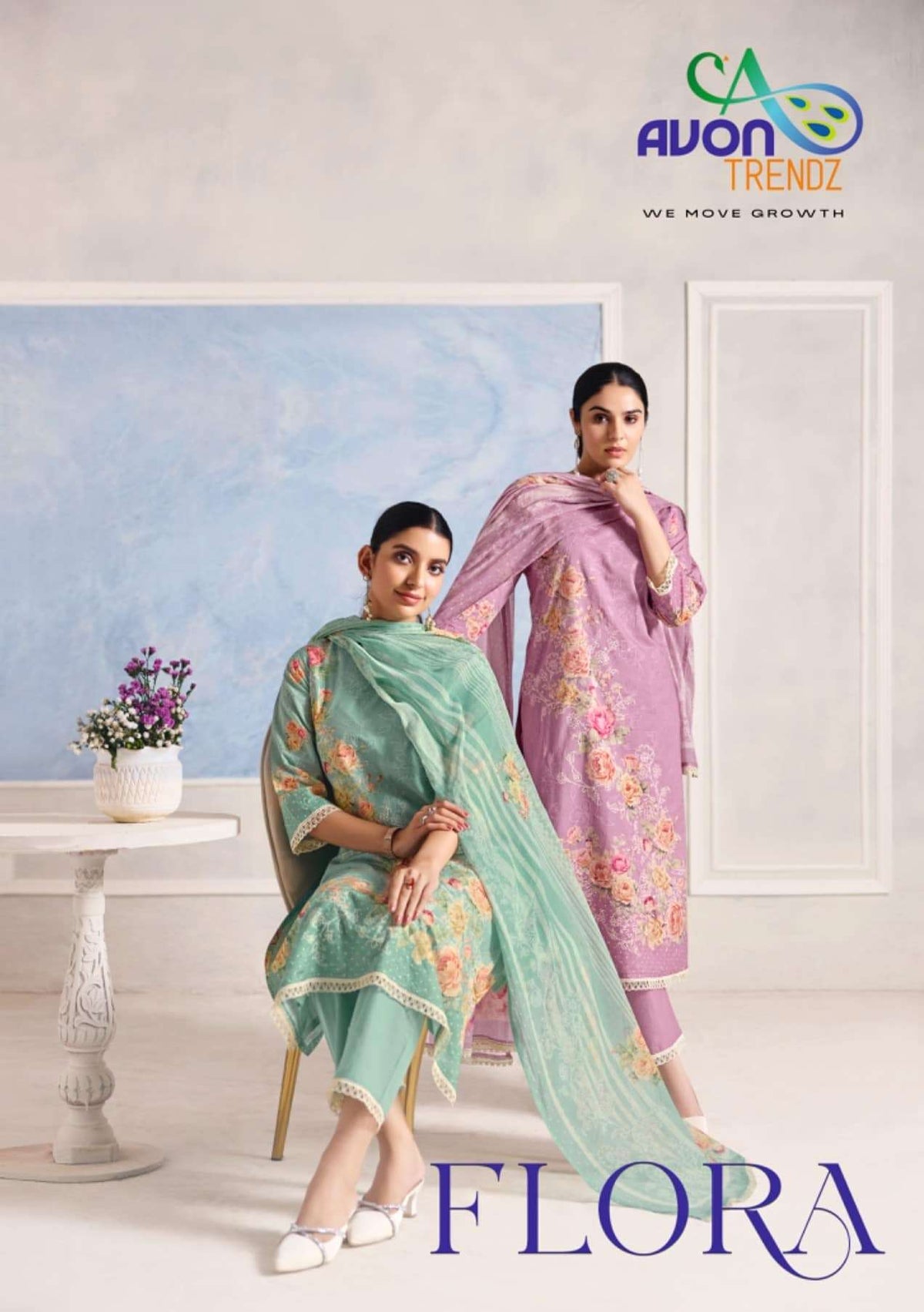 Avon Trendz Flora Premium Cotton Dress Material - Amrah Wholesale