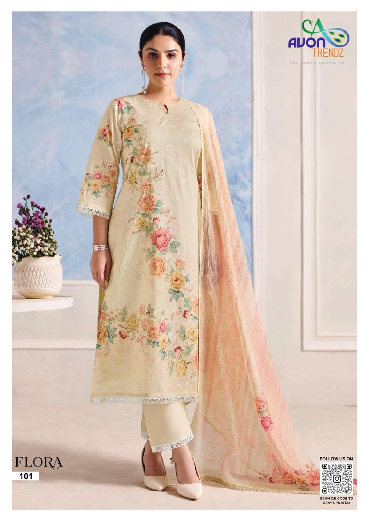 Avon Trendz Flora Premium Cotton Dress Material - Amrah Wholesale